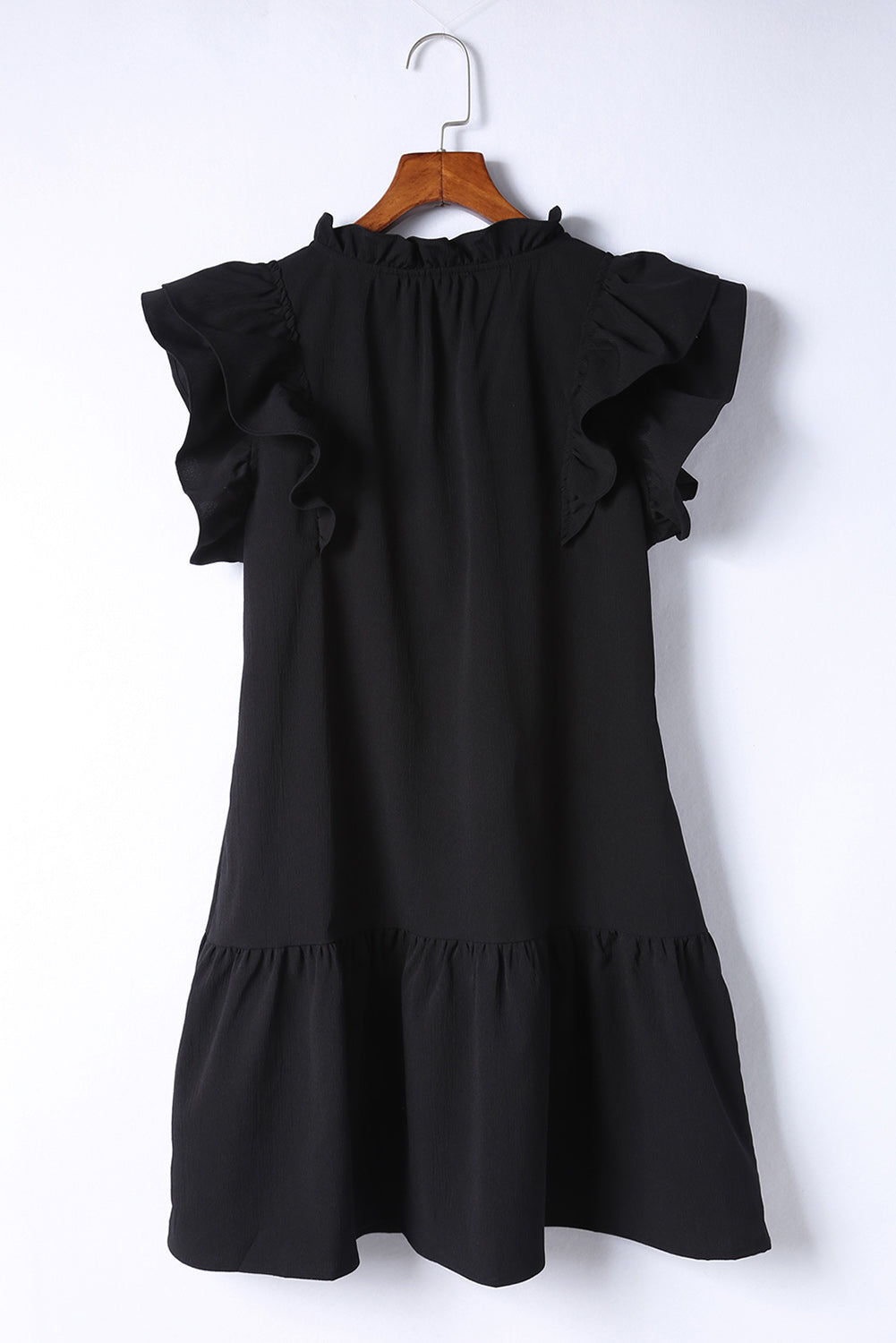 Mini Dress, Ruffled Sleeves with pockets, Black!