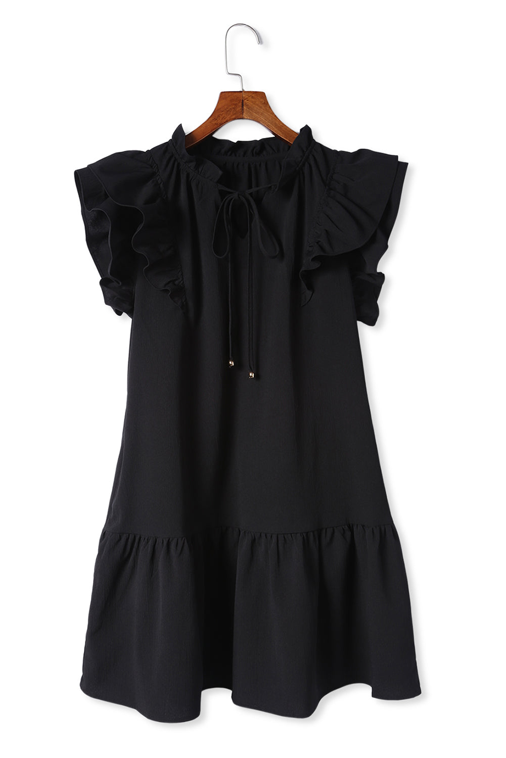 Mini Dress, Ruffled Sleeves with pockets, Black!