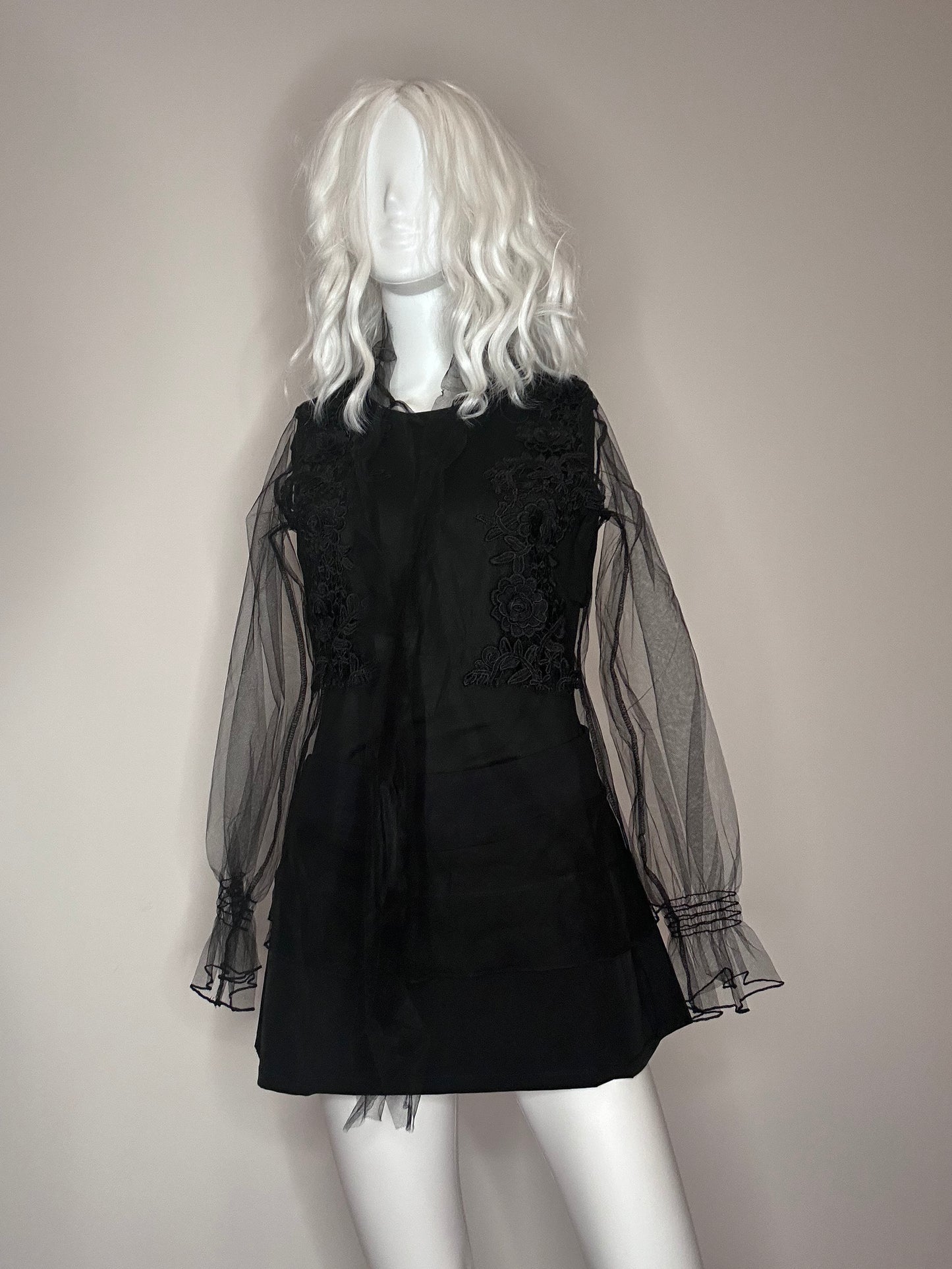 Black Sheer Long Sleeve Blouse, Gorgeous Gothic Style.